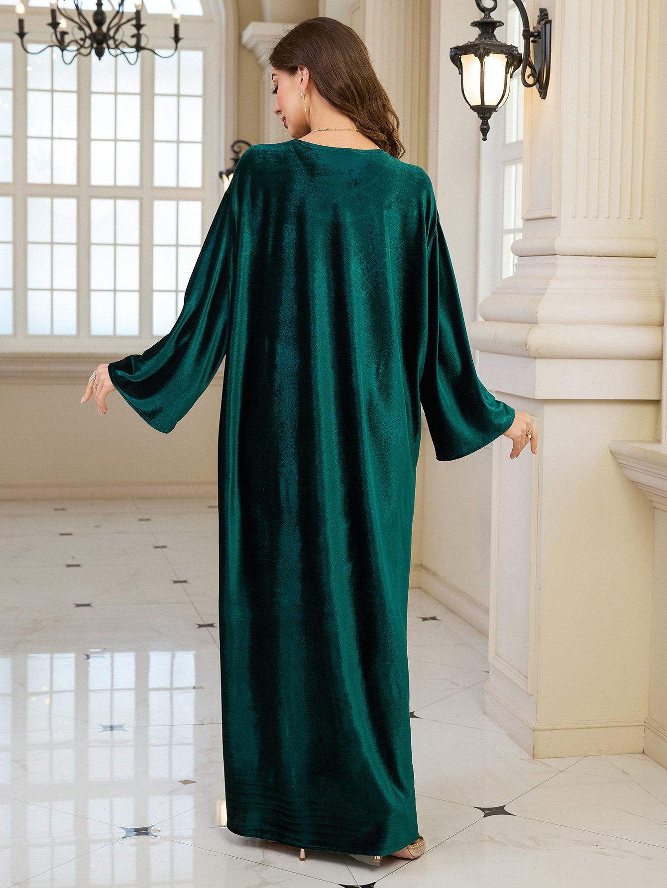 Elegant Embroidered Kaftan Dress Beach Bathing Suit Cover up Long Maxi Dress